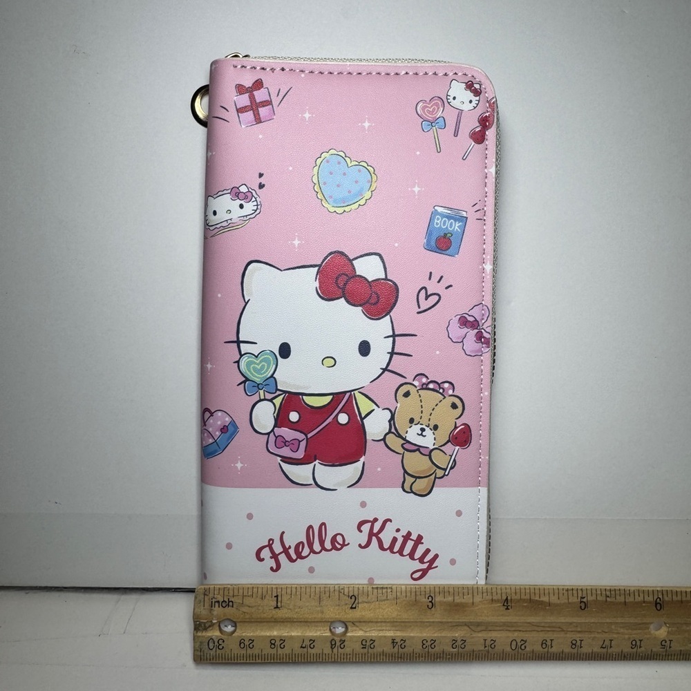 Hello Kitty Pink Wallet NWT Candy Teddy Bear White - Picture 6 of 7